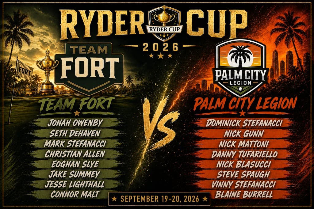 Ryder Cup 2026 roster matchup — Team Fort vs Palm City Legion